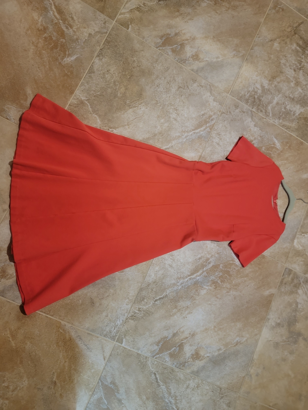 Ann Taylor Bright Orange Short-Sleeve Midi Dress - Picture 2 of 4
